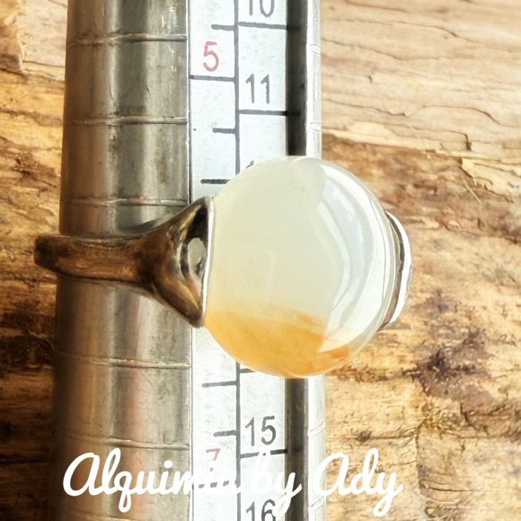 Cream Agate silver gem ring - Picture 1 of 1